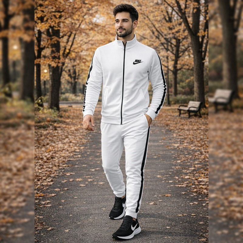 پکیج ست سوییشرت شلوار مردانه نایک مدل Madio  کفش ورزشی مردانه Nike مدل Tigo زیره سفید
